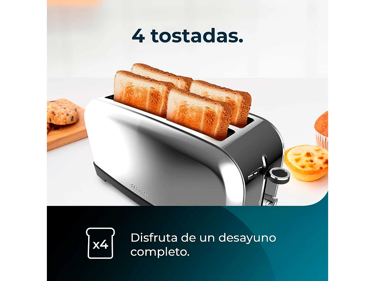 Tostador Cecotec Toastin' time 1500 1500W 2 ranuras inox
