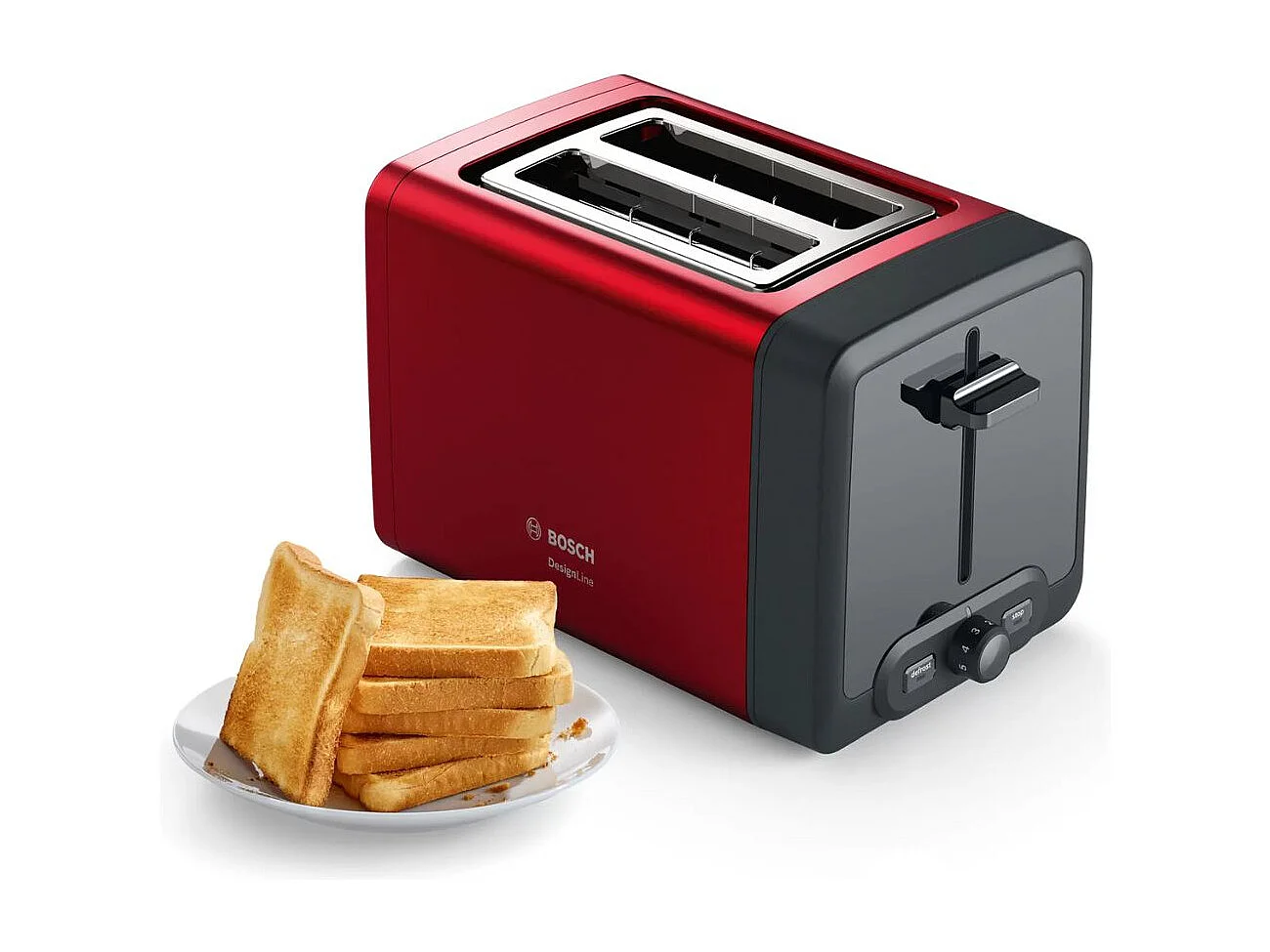 Tostador Bosch TAT4P424 820W 2 ranuras acero inox rojo 19,5x30x17 cm