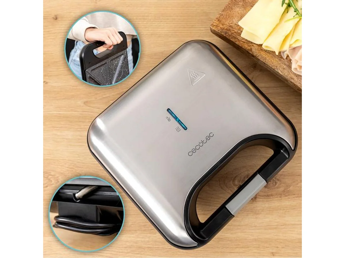 Sandwichera Cecotec Rock'nToast Classic 800W 2 placas triangulares inox