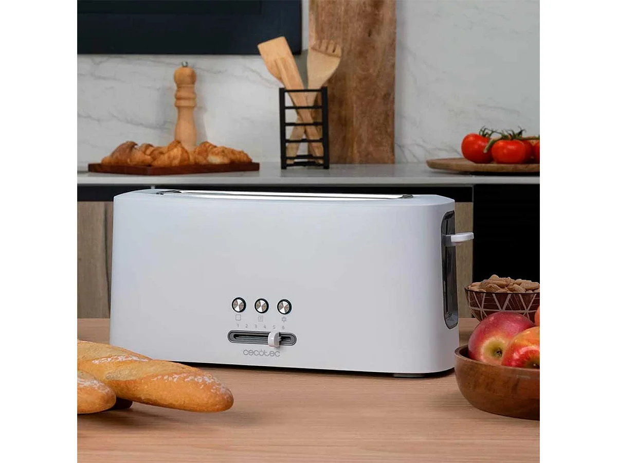 Tostador Cecotec Toast&Taste 10000 Extra 980W ranura extra ancha blanco