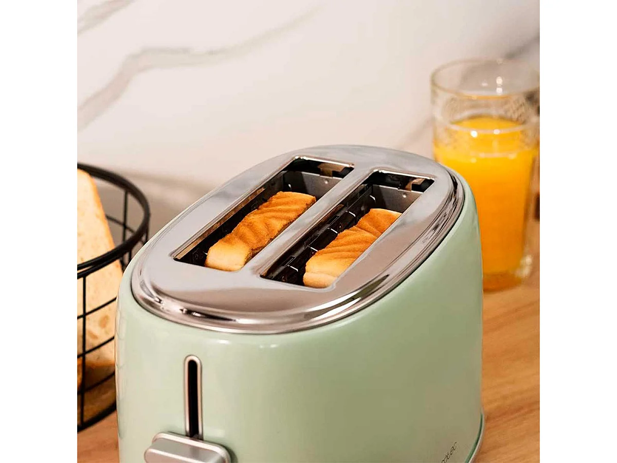 Tostador Cecotec Toast&Taste 1000 Retro Double 980W diseño retro verde