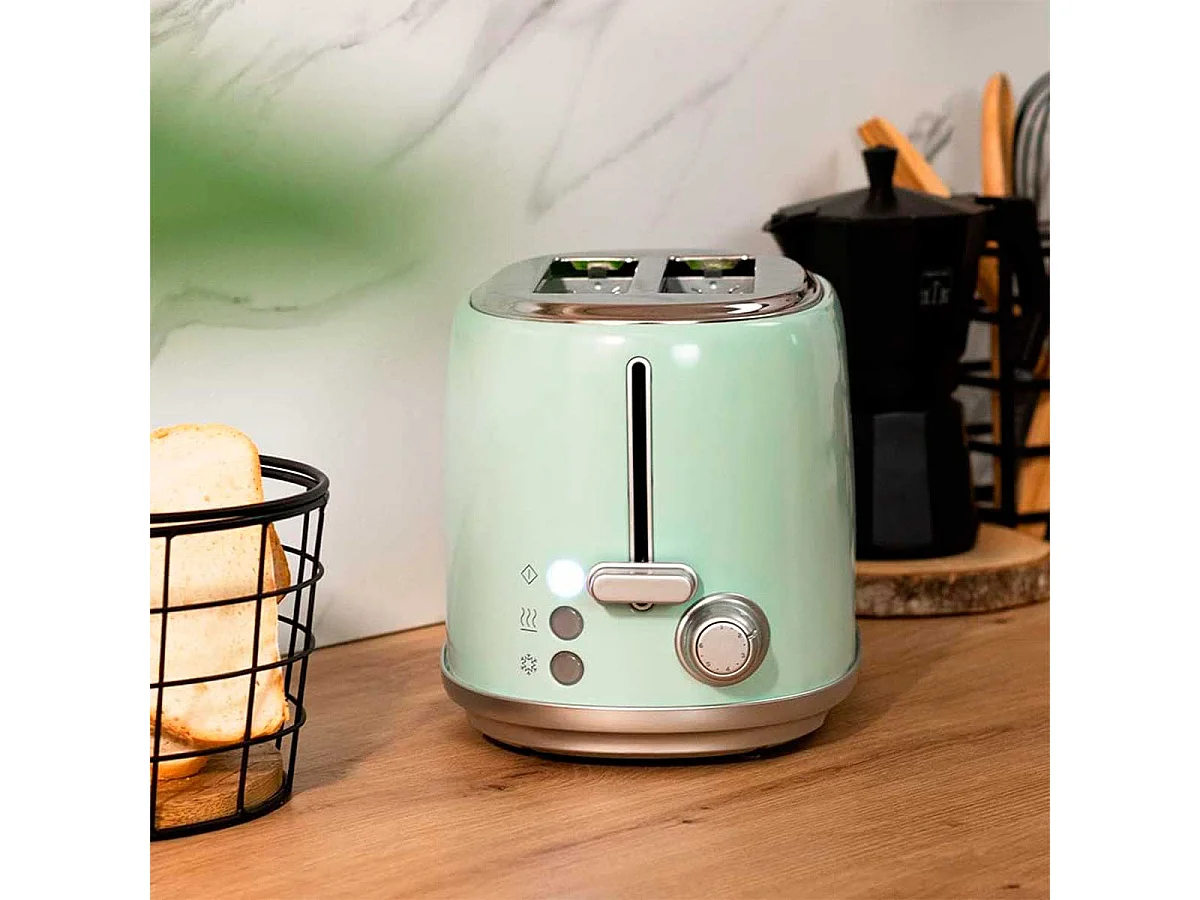 Tostador Cecotec Toast&Taste 1000 Retro Double 980W diseño retro verde
