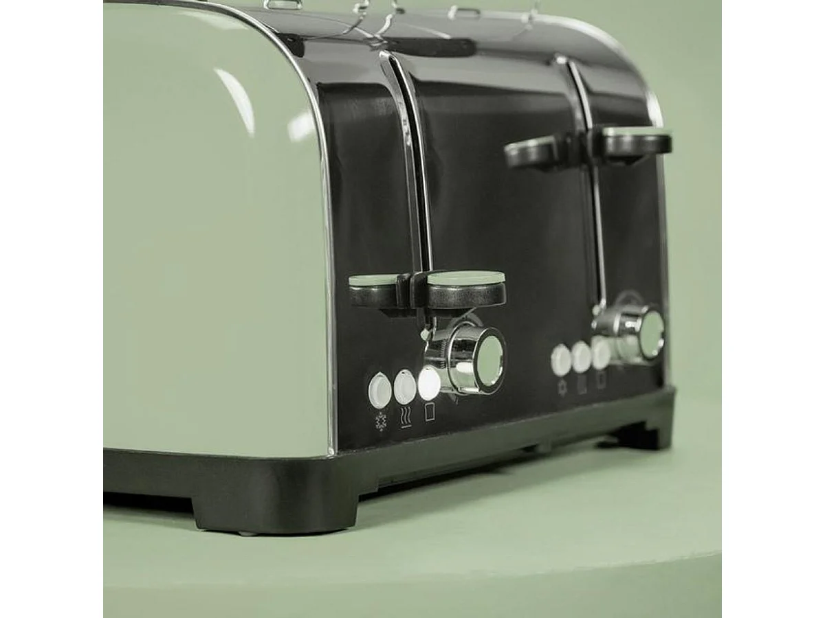 Tostador Cecotec Toastin time 1700 Double 1700W 4 ranuras cortas + soporte verde