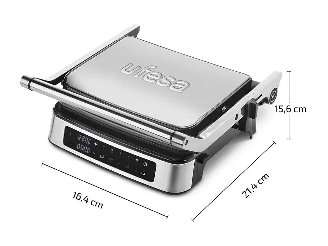 Grill Ufesa Everest 2000W digital 5 programas placas antiadherentes negro
