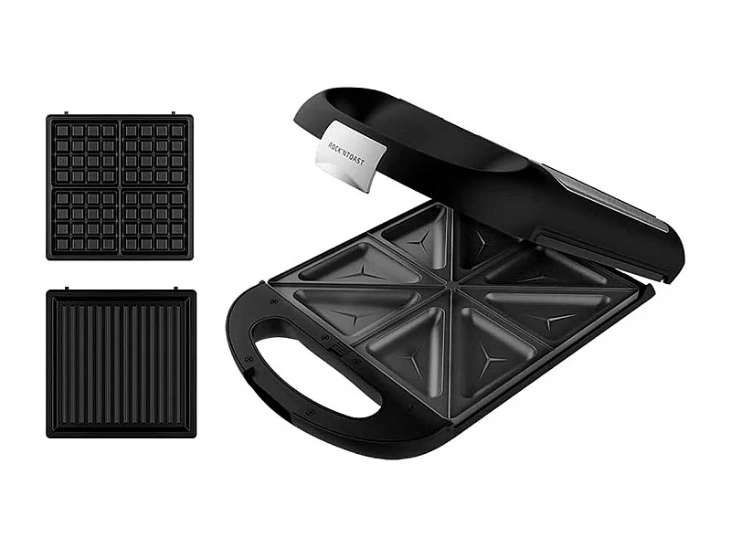 Sandwichera Cecotec Rock´nToast Family 3in1 1500W 3 placas intercambiables negro