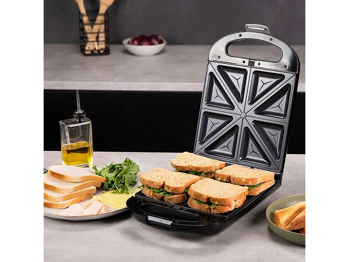 Sandwichera Cecotec Rock´nToast Family 3in1 1500W 3 placas intercambiables negro