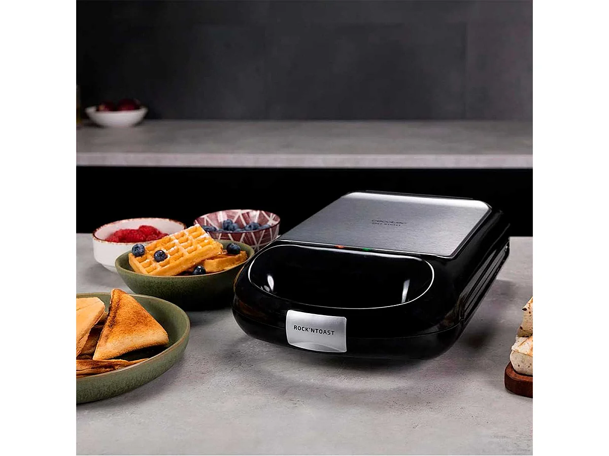 Sandwichera Cecotec Rock´nToast Family 3in1 1500W 3 placas intercambiables negro