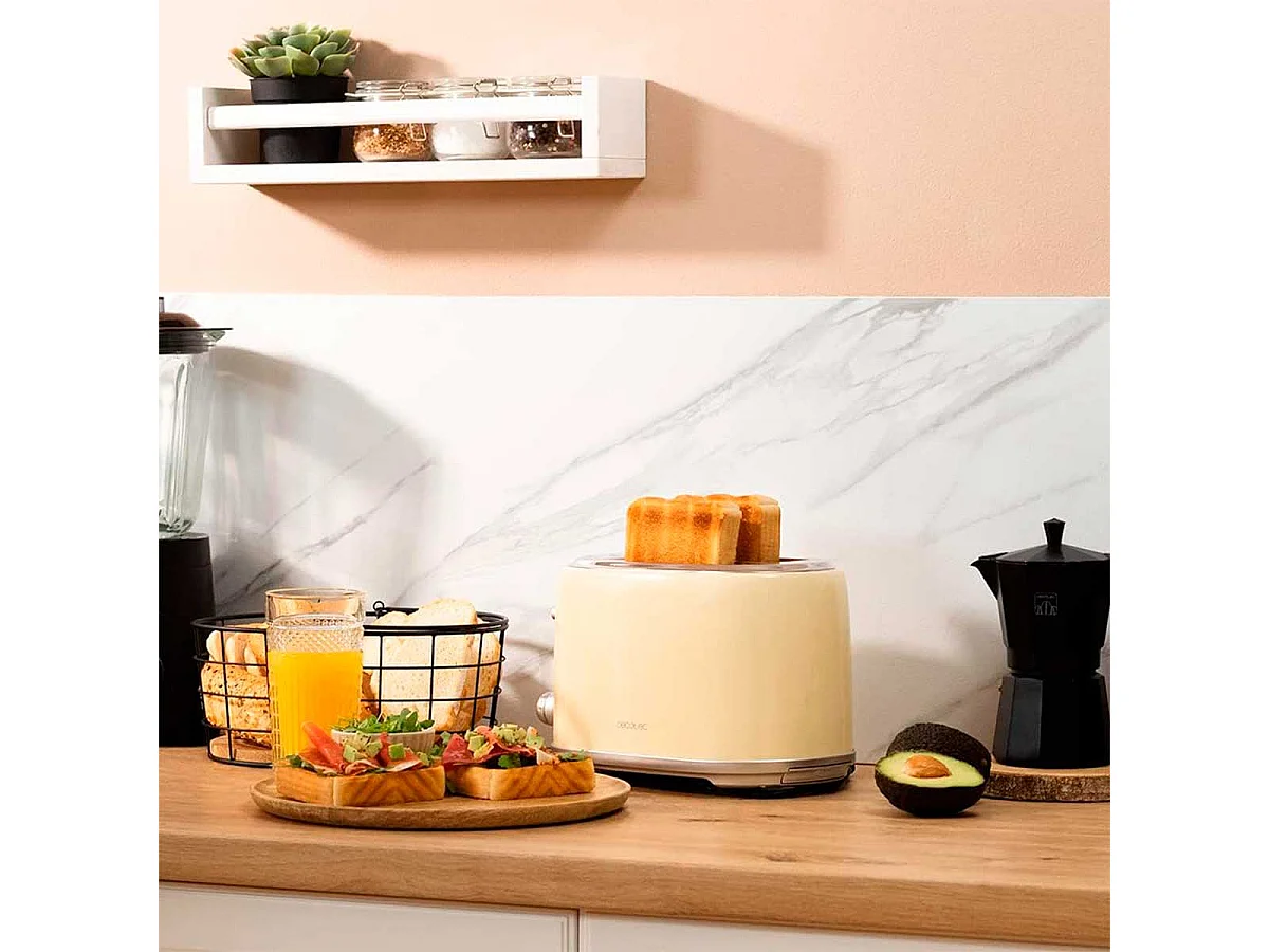 Tostador Cecotec Toast&Taste 1000 Retro Double 980W diseño retro beige