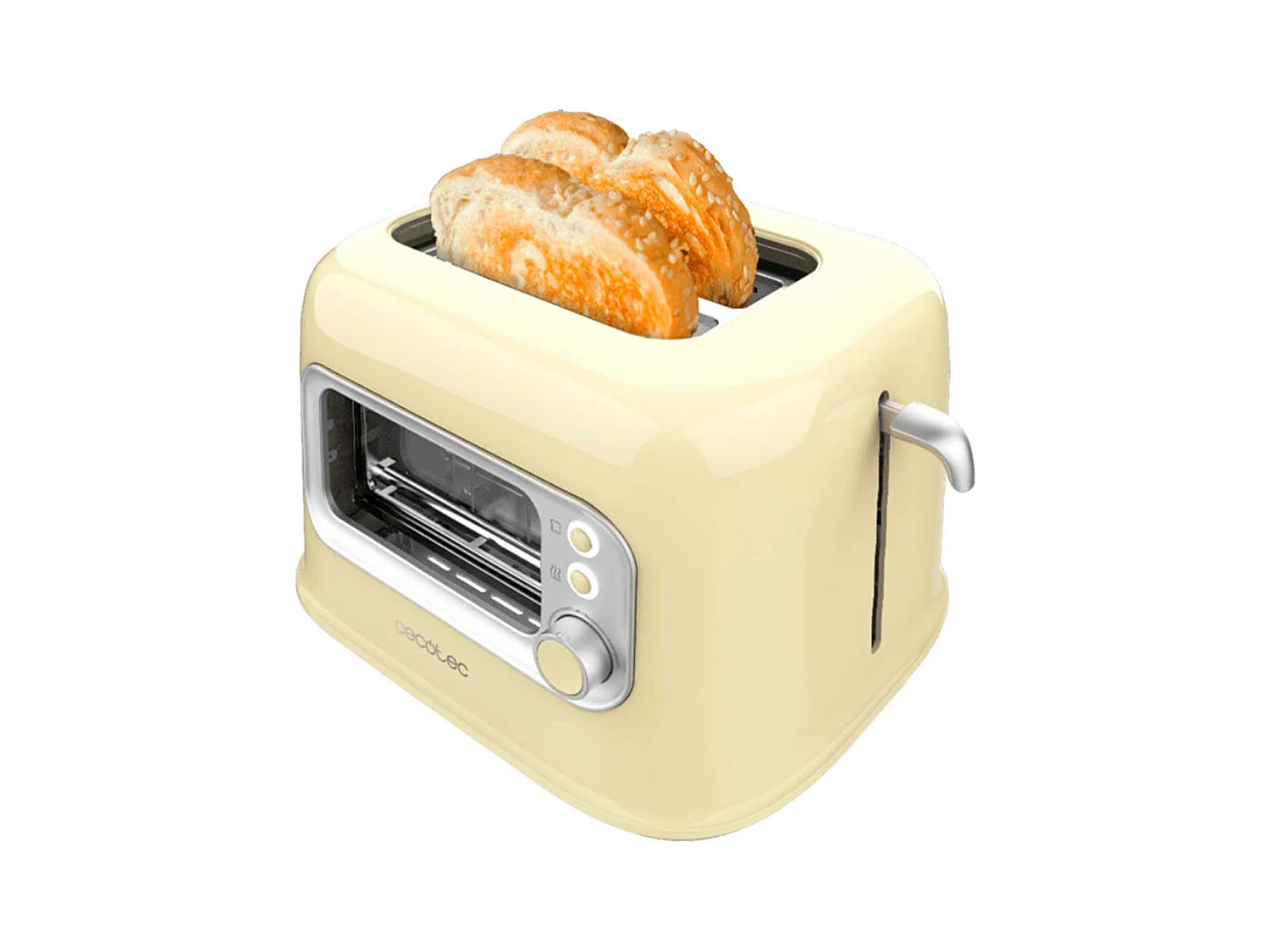 Tostador Cecotec RetroVision 700W diseño retro con ventana amarillo