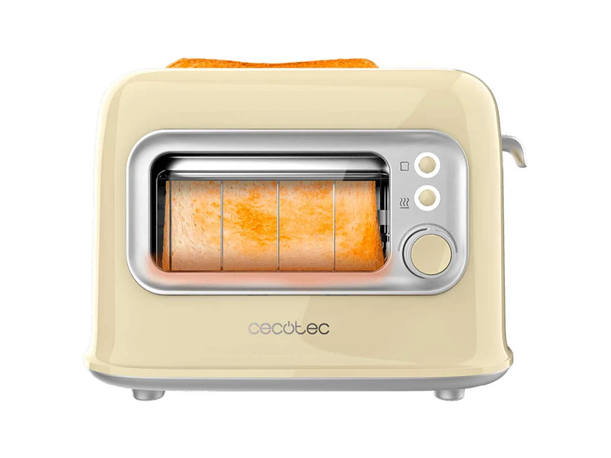 Tostador Cecotec RetroVision 700W diseño retro con ventana amarillo