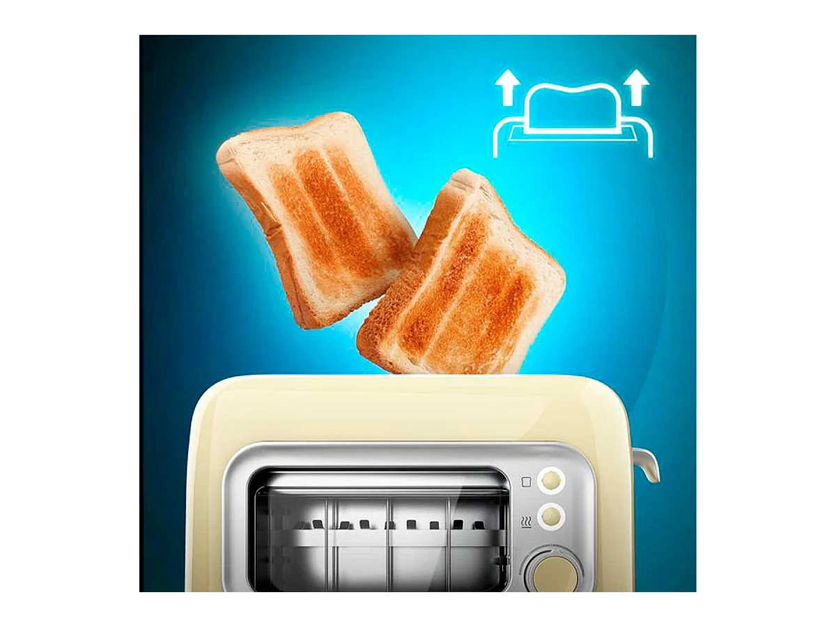 Tostador Cecotec RetroVision 700W diseño retro con ventana amarillo