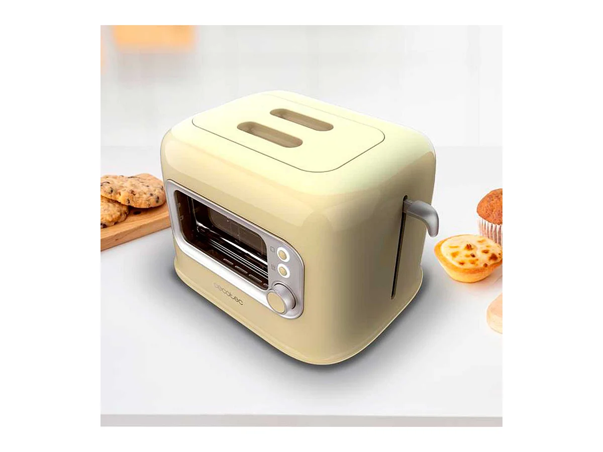 Tostador Cecotec RetroVision 700W diseño retro con ventana amarillo