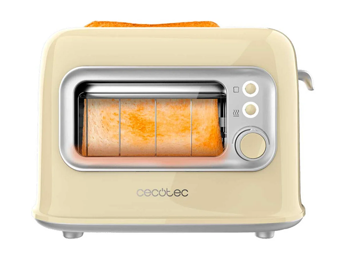 Tostador Cecotec RetroVision 700W diseño retro con ventana amarillo