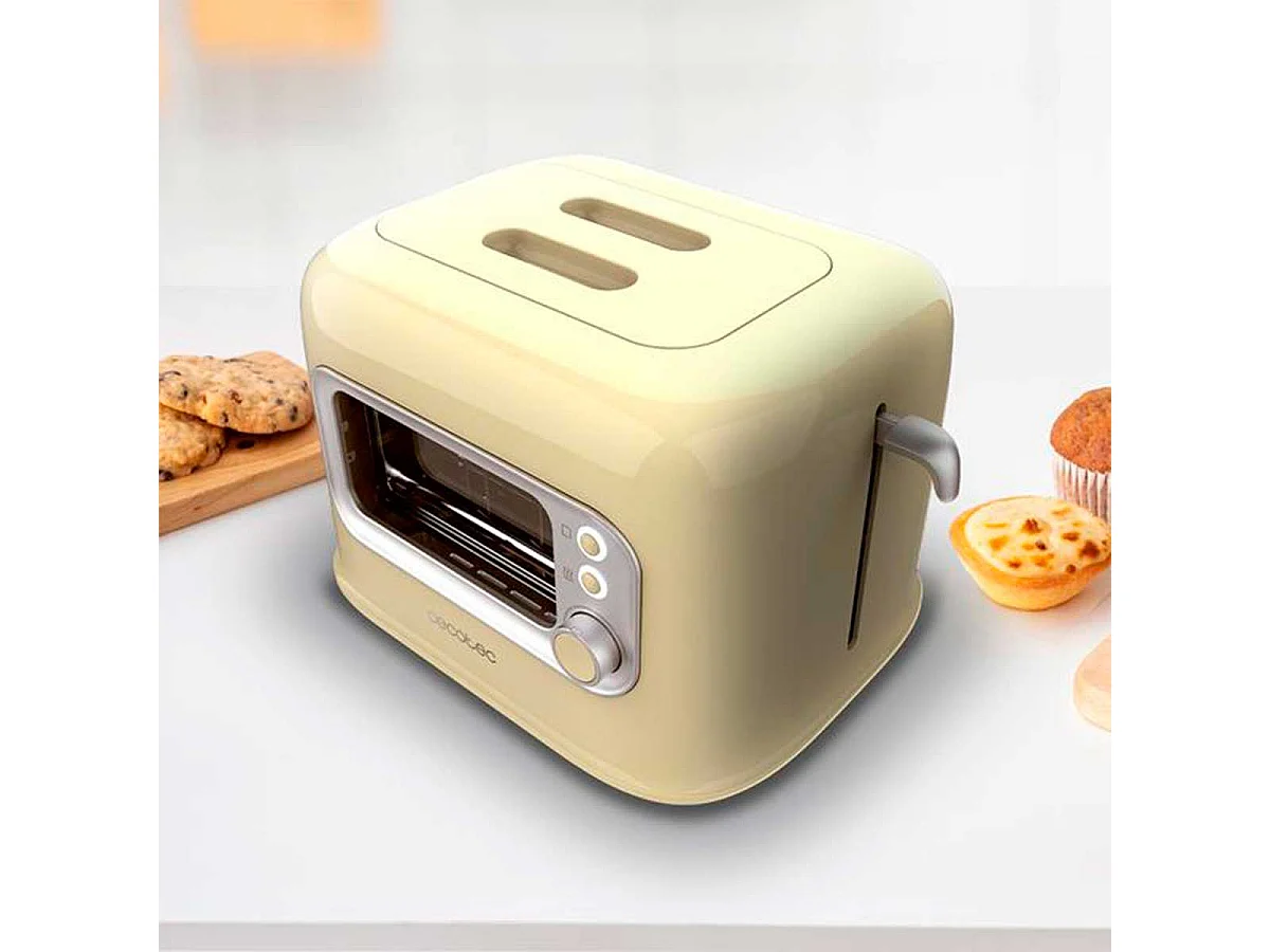 Tostador Cecotec RetroVision 700W diseño retro con ventana amarillo