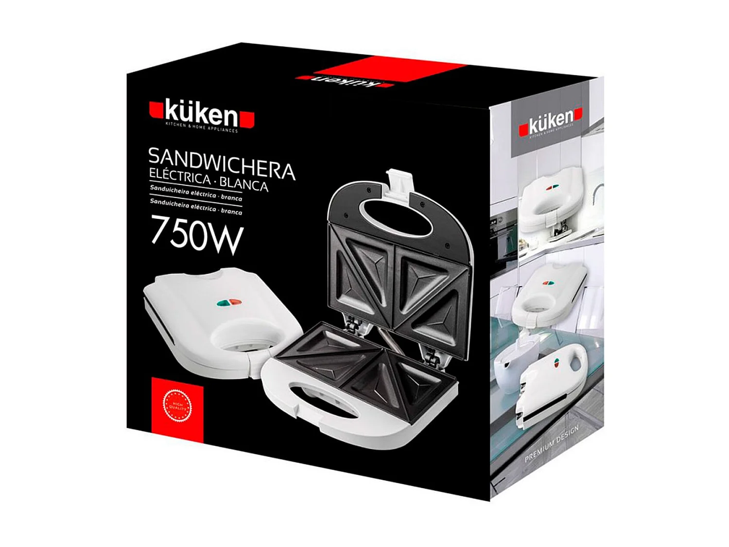 Sandwichera Küken 750W termostato automático blanco