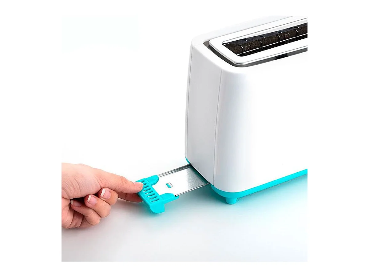 Tostador Gallery Dcook 800W ranura larga 3 funciones 7 posiciones de tostado blanco/azul