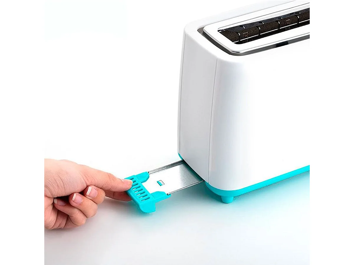 Tostador Gallery Dcook 800W ranura larga 3 funciones 7 posiciones de tostado blanco/azul