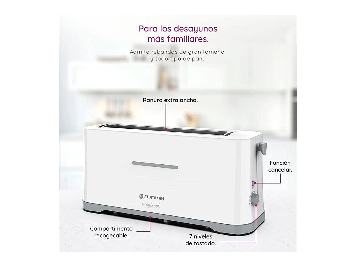 Tostador TS-40 EasyToast Grunkel 980W 7 niveles 2 rebanadas blanco