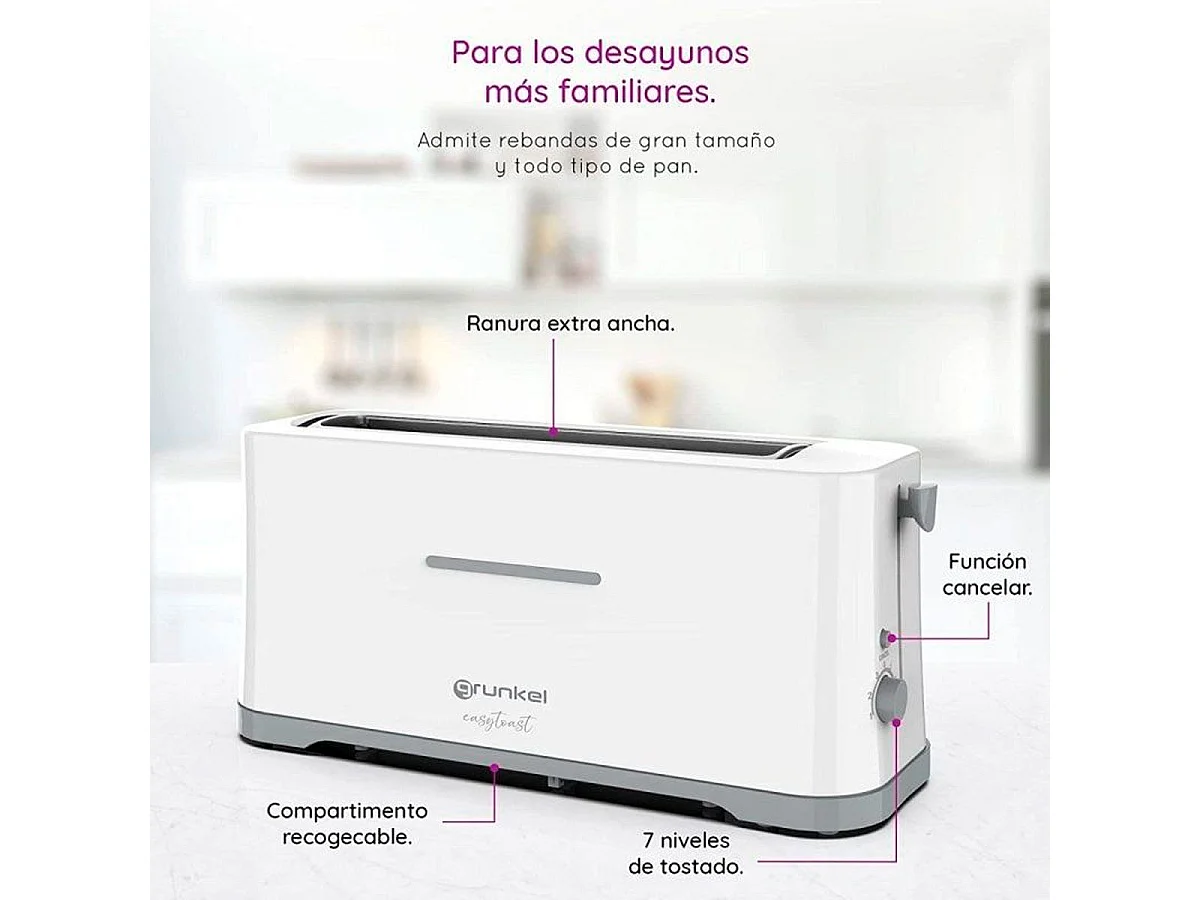 Tostador TS-40 EasyToast Grunkel 980W 7 niveles 2 rebanadas blanco