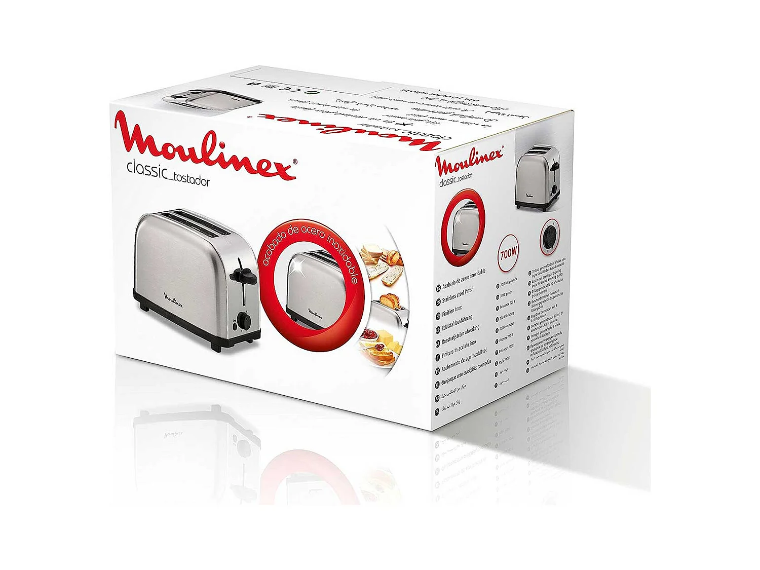 Tostador Moulinex Classic LT330D11 700W 2 ranuras 6 niveles inox