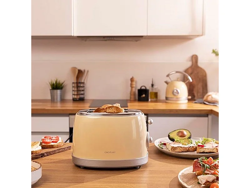 Tostadora vertical Cecotec Toast&Taste 800 Vintage Light Yellow 850W doble ranura amarillo