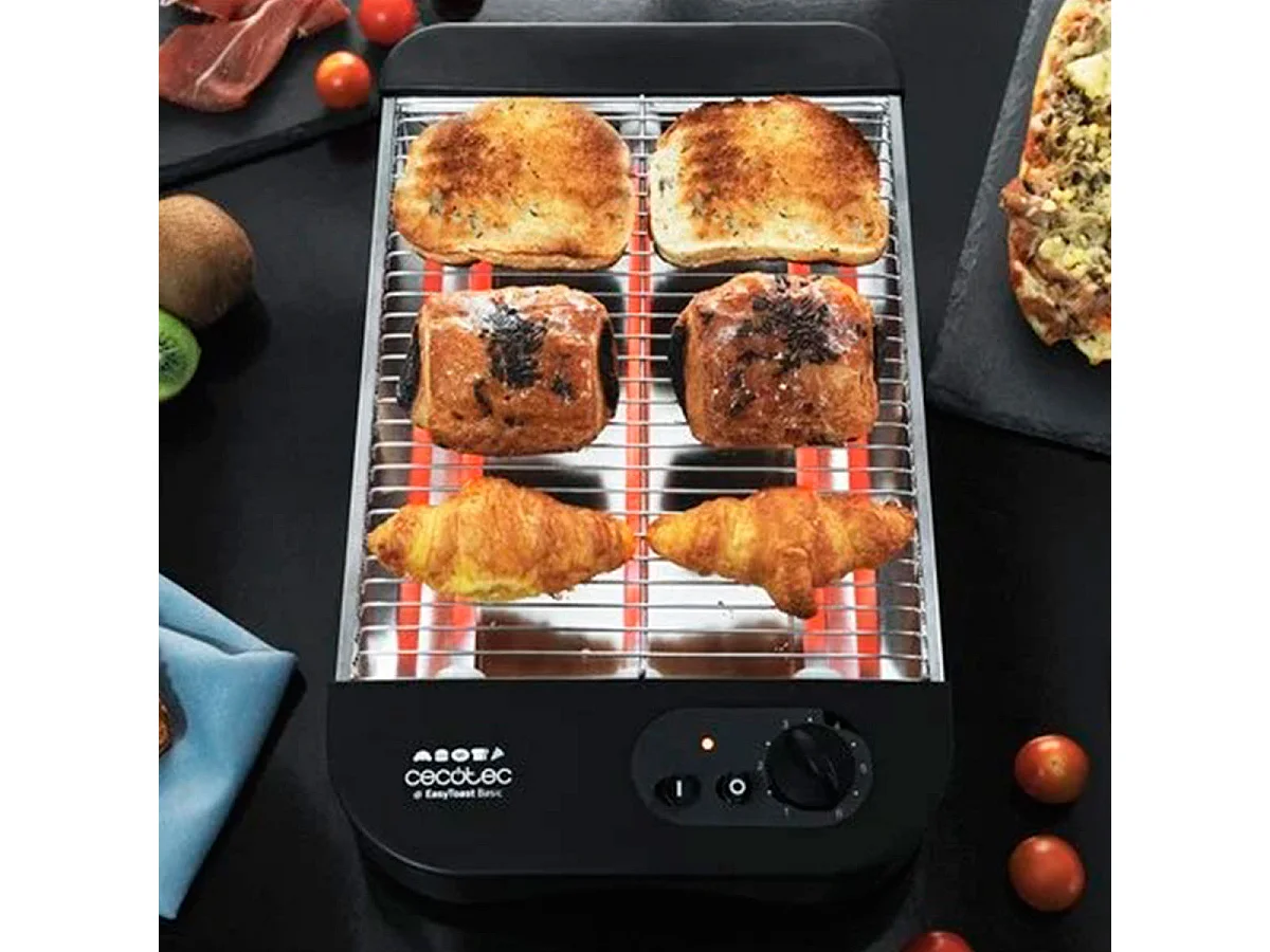 Tostador plano Cecotec EasyToast Basic 900W 6 niveles de potencia inox/negro