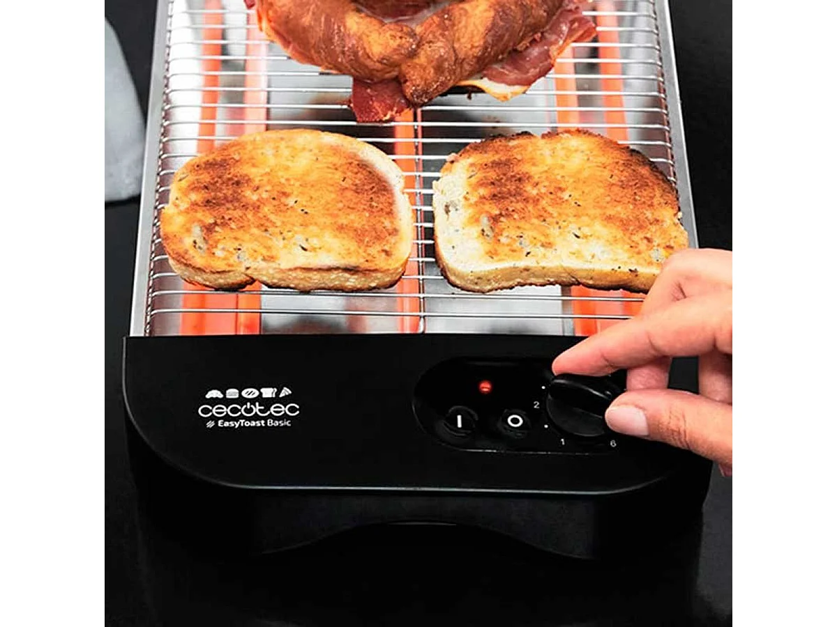 Tostador plano Cecotec EasyToast Basic 900W 6 niveles de potencia inox/negro