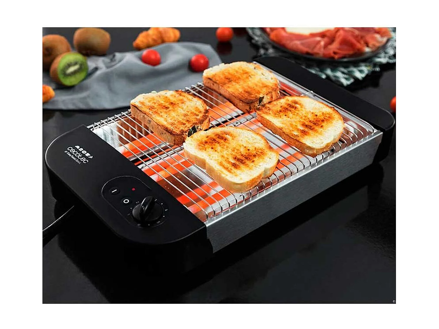 Tostador plano Cecotec EasyToast Basic 900W 6 niveles de potencia inox/negro