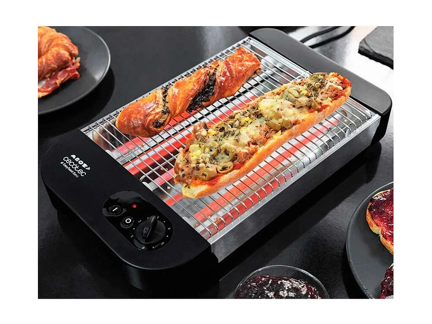 Tostador plano Cecotec EasyToast Basic 900W 6 niveles de potencia inox/negro