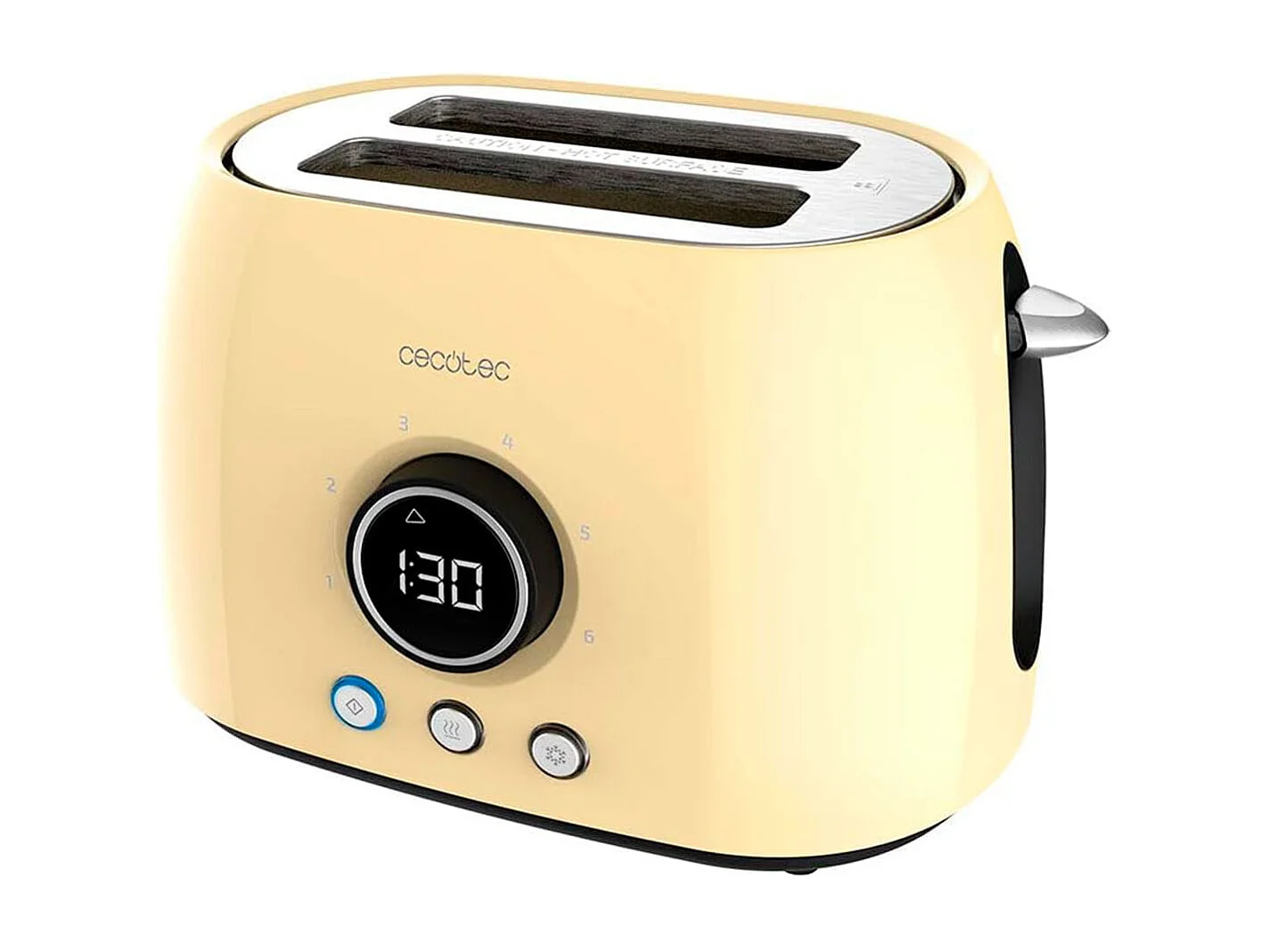Tostador Cecotec ClassicToast 8000 Double 800W 2 ranuras pantalla digital amarillo