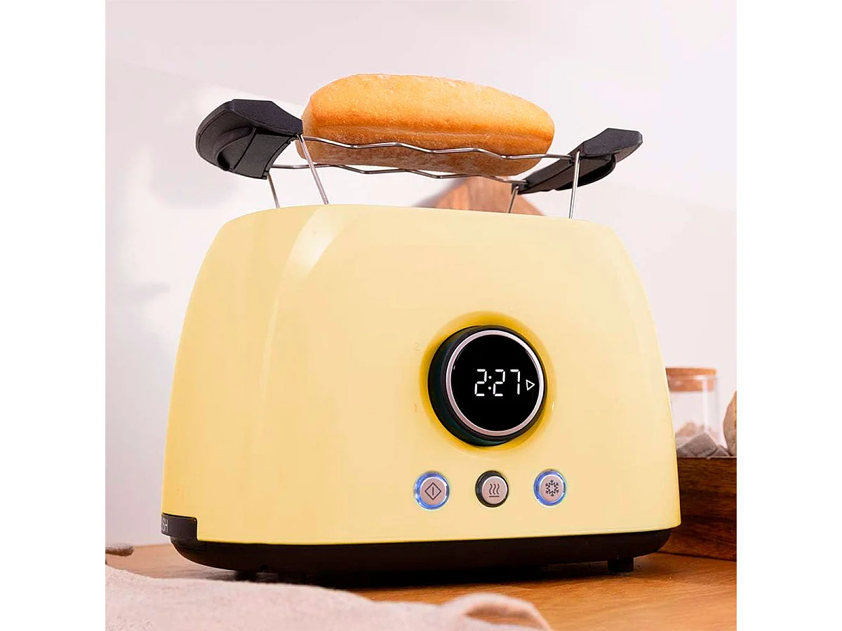 Tostador Cecotec ClassicToast 8000 Double 800W 2 ranuras pantalla digital amarillo