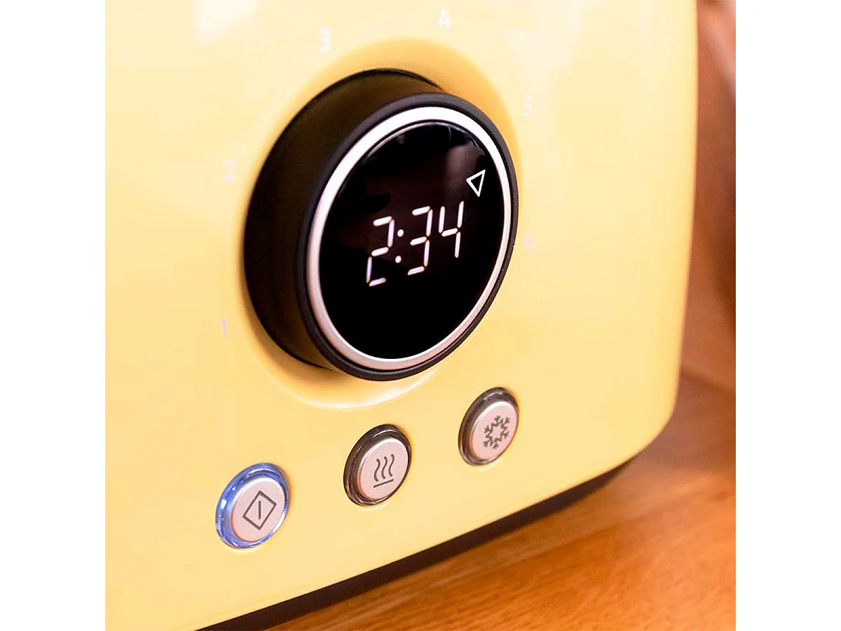 Tostador Cecotec ClassicToast 8000 Double 800W 2 ranuras pantalla digital amarillo