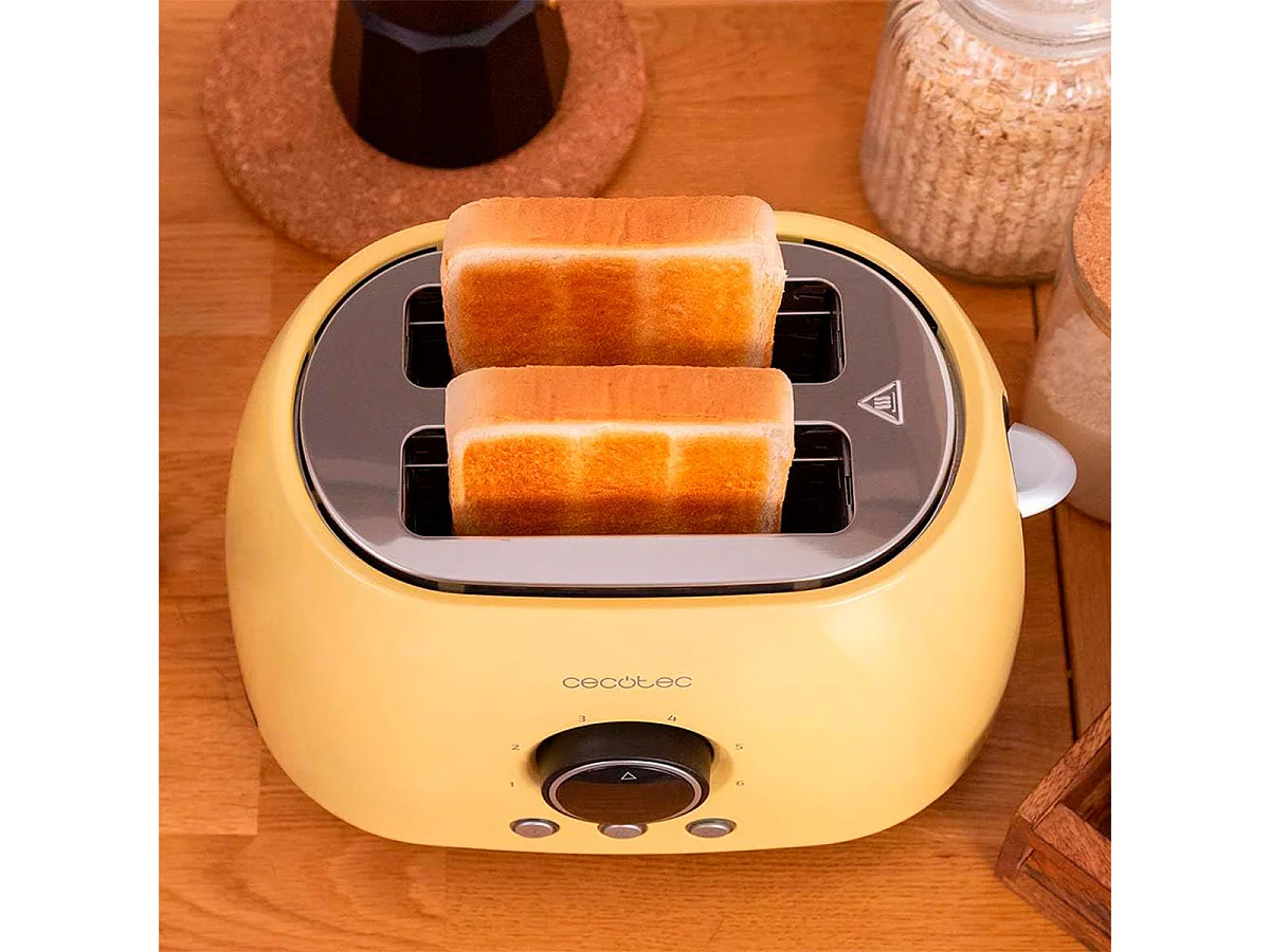 Tostador Cecotec ClassicToast 8000 Double 800W 2 ranuras pantalla digital amarillo
