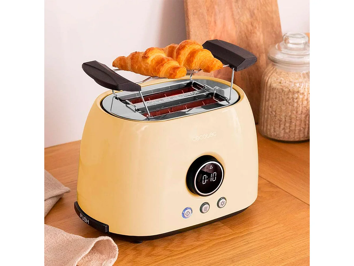Tostador Cecotec ClassicToast 8000 Double 800W 2 ranuras pantalla digital amarillo