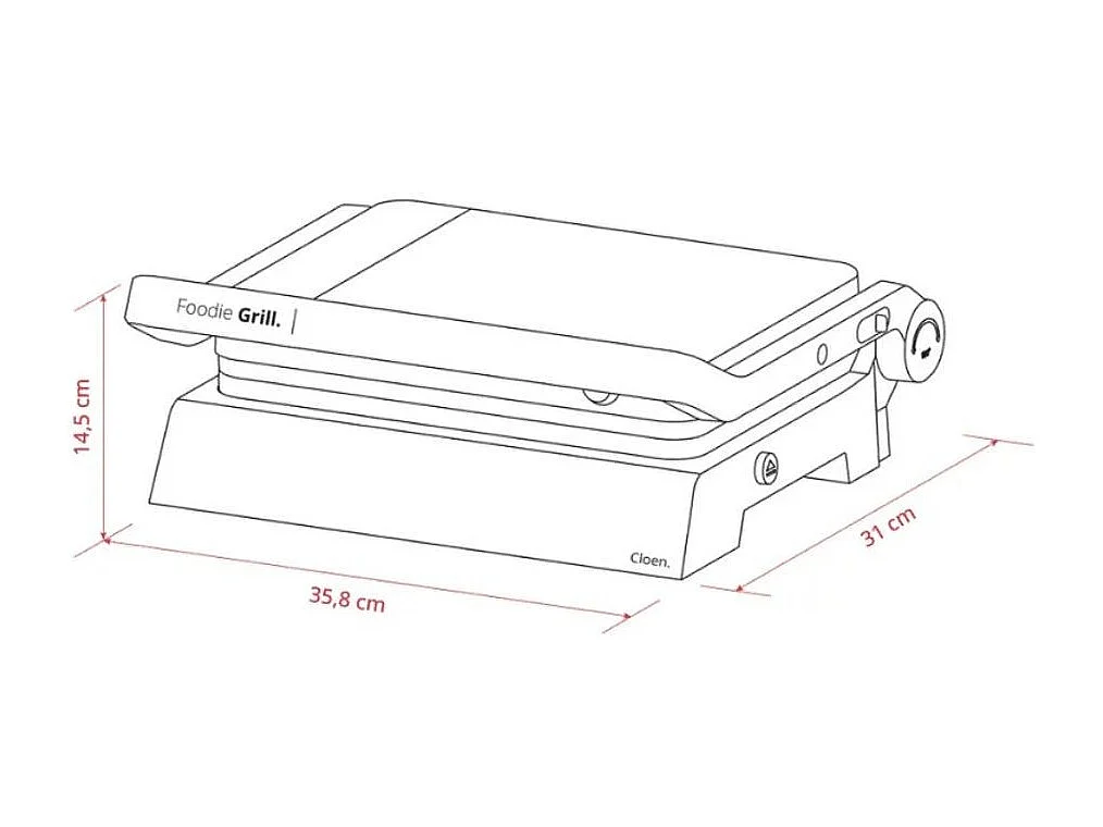 Parrilla eléctrica Cloen Foodie grill 2000W 5 menús negro