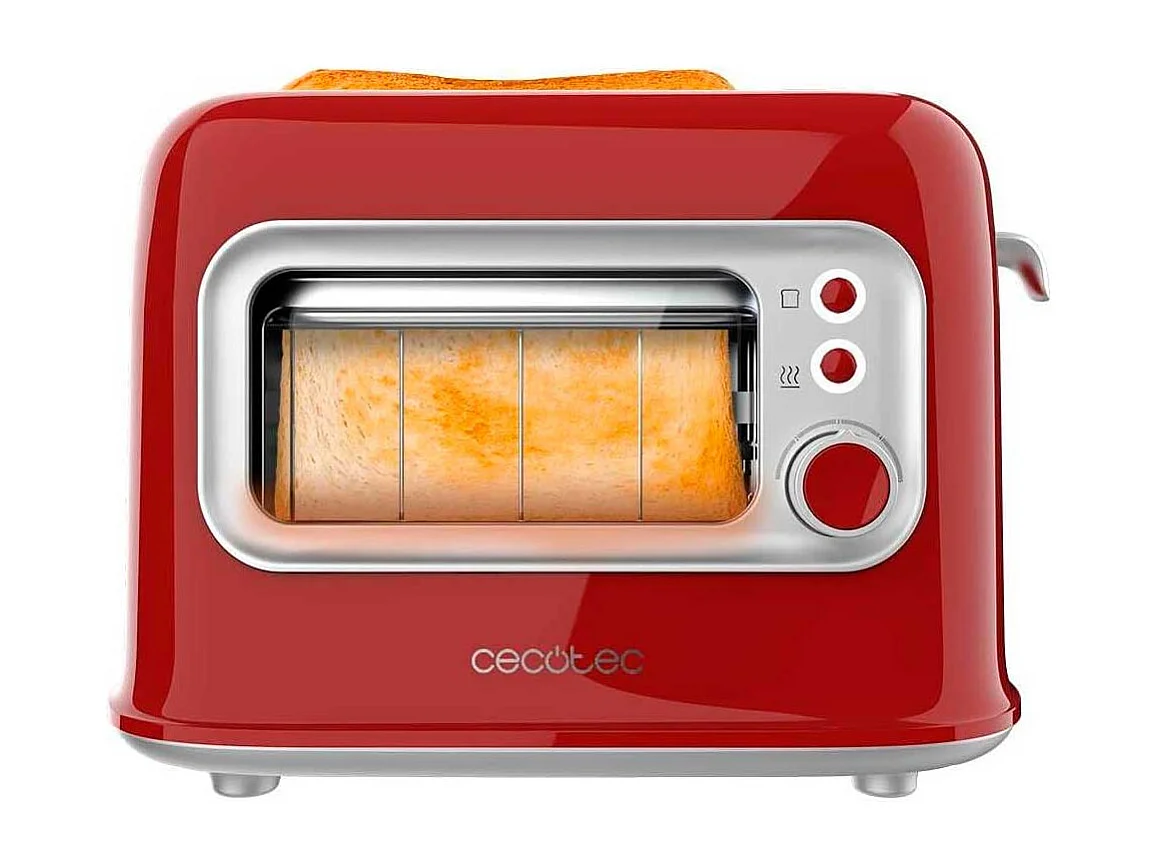 Tostador Cecotec RetroVision 700W diseño retro con ventana rojo