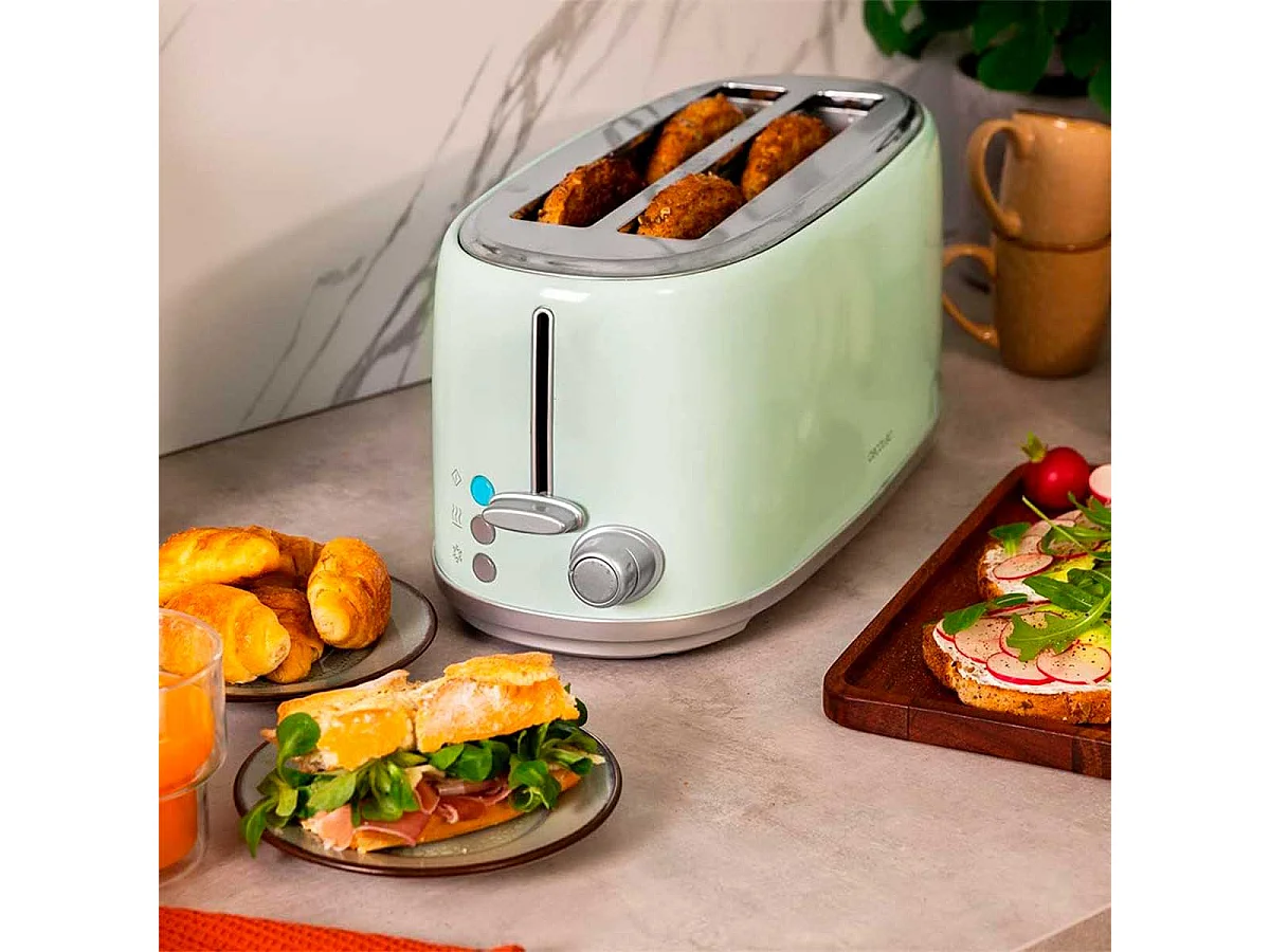 Tostador Cecotec Toast&Taste 1600 Retro Double 980W diseño retro verde