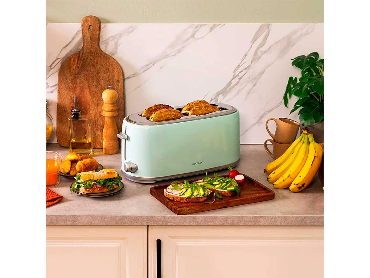 Tostador Cecotec Toast&Taste 1600 Retro Double 980W diseño retro verde