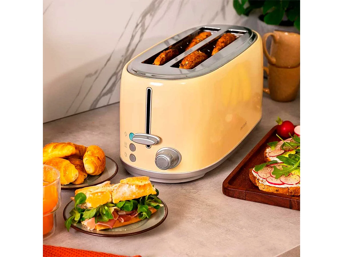 Tostador Cecotec Toast&Taste 1600 Retro Double 980W diseño retro beige