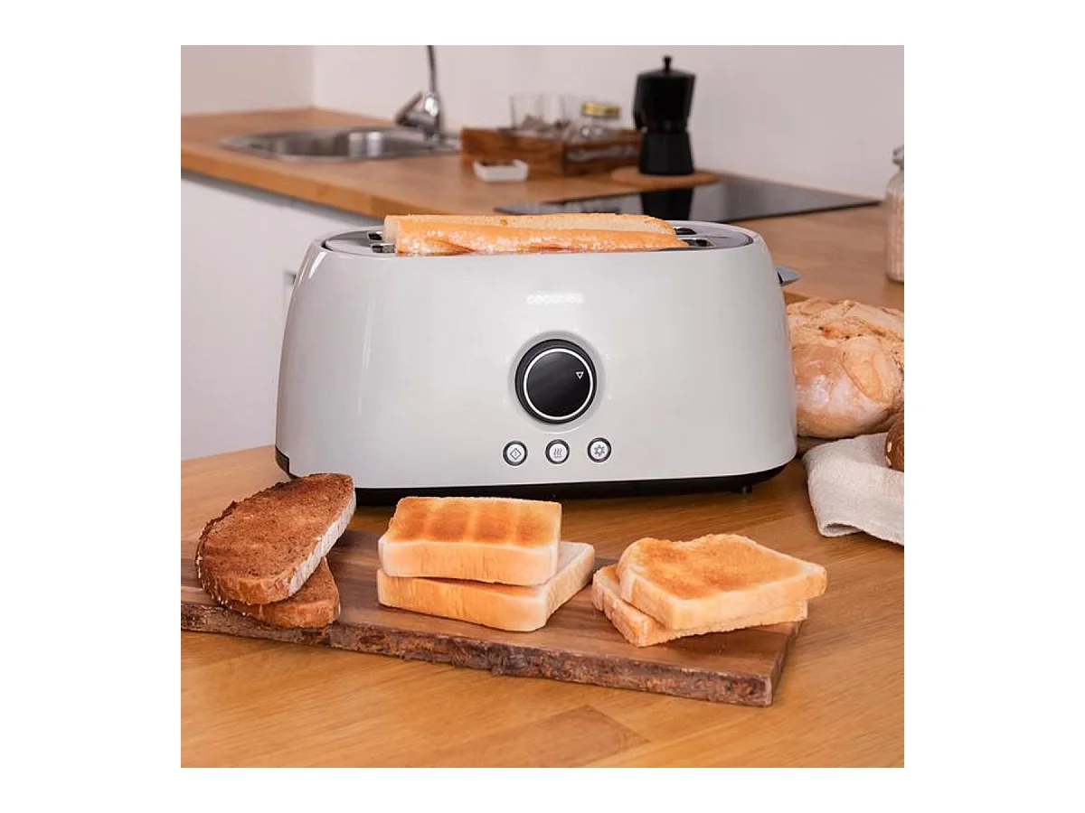 Tostador Cecotec ClassicToast 15000 Extra Double 1500W 4 rebanadas pantalla digital beige