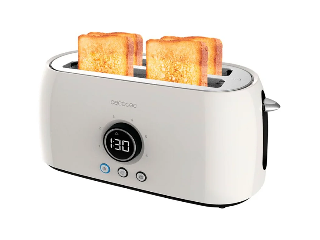 Tostador Cecotec ClassicToast 15000 Extra Double 1500W 4 rebanadas pantalla digital beige