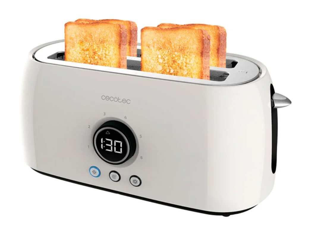 Tostador Cecotec ClassicToast 15000 Extra Double 1500W 4 rebanadas pantalla digital beige