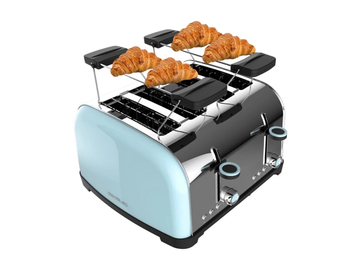 Tostador Cecotec Toastin time 1700 Double 1700W 4 ranuras cortas + soporte azul