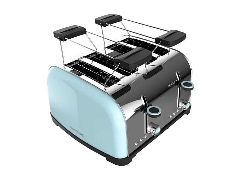 Tostador Cecotec Toastin time 1700 Double 1700W 4 ranuras cortas + soporte azul