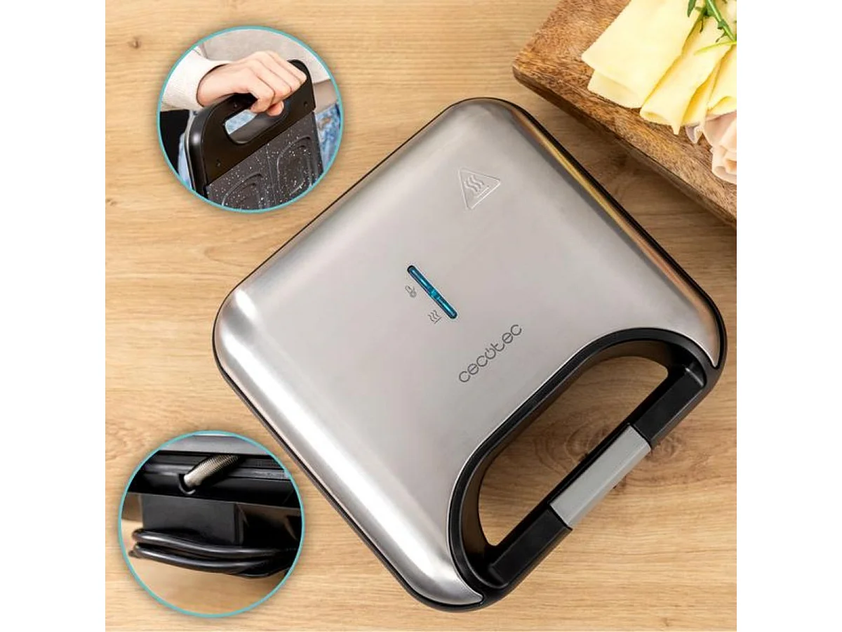 Sandwichera Cecotec Rock'nToast Square 800W 2 placas antiadherentes inox