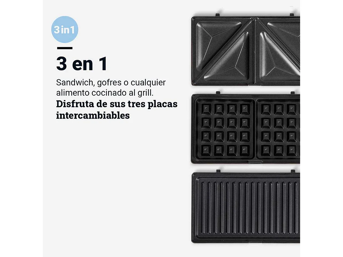 Sandwichera Spicy Grill Plus 5008X Universal Blue 700W 3 en 1 inox