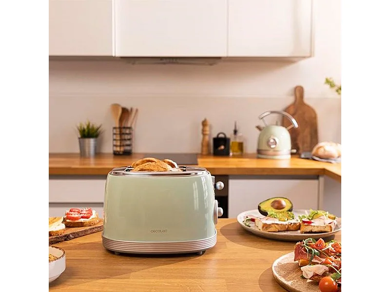 Tostadora vertical Cecotec Toast&Taste 800 Vintage Light Green 850W doble ranura verde