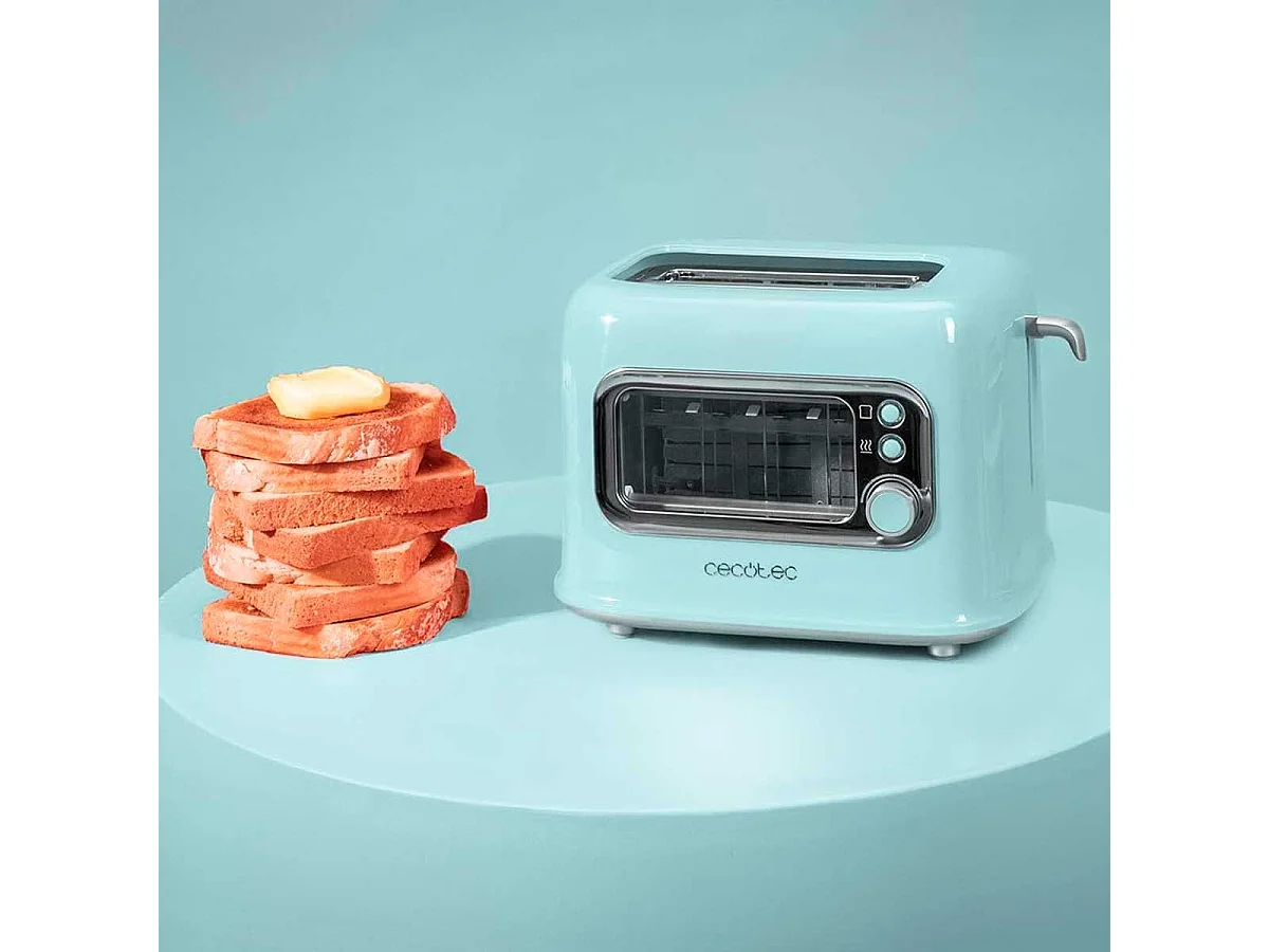 Tostador Cecotec RetroVision 700W diseño retro con ventana azul