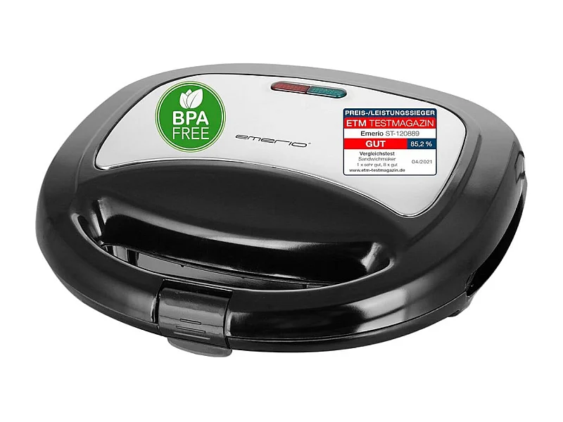 Sandwichera Emerio ST-120889 750W 2 raciones inox negro