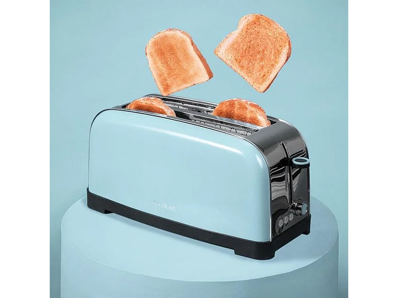 Tostador vertical Cecotec Toastin' Time 850W diseño vintage ranura larga  azul
